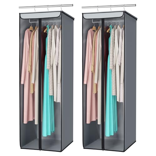 Univivi Garment Bags for Hanging Clothes, Cloth Bag 54 In, 2 PCS, Grey - color: Grey, size: 54"-2PCS