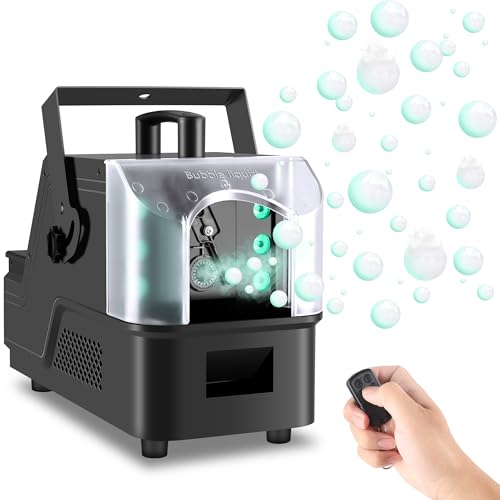Fog Bubble Machine with 6 PCS RGB Lights & Remote,900W 3 in 1 Smoke Bubble Maker Unleash High-Output Long-Range Bubble & Fog Blower for Halloween Christmas Party Wedding Birthday (Small) - size: Small