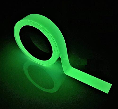 JSITON Glow in The Dark Tape - 33 FT X 0.5 Inch Luminous Photoluminescent/Luminescent Emergency Roll Safety Egress Markers Stairs, Walls, Steps, Exit Sign. Glowing Pro Theatre Stage Floor - size: 33 ft X 0.5 inch