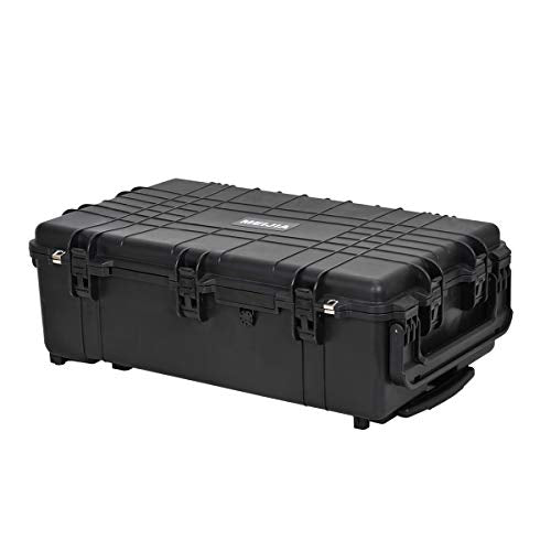 MEIJIA Rolling Waterproof Hard Protective Case, Hard Camera Case with Retractable Pull Handle and Wheels,Customizable Fit Foam Inserted, Black, Elegant Black,31.65x19.37inchx11.02inches - size: 31.65x19.37inchx11.02inches