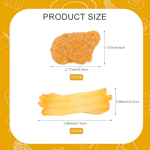 10 Pcs Simulated Chicken Nuggets Fake French Fries for Decoration | Realistic Lifelike Artificial Food Props Model for Display