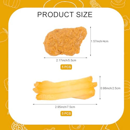 10 Pcs Simulated Chicken Nuggets Fake French Fries for Decoration | Realistic Lifelike Artificial Food Props Model for Display