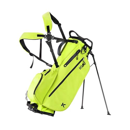 KVV Lightweight Golf Stand Bag with 7 Way Full-Length Dividers, 5 Zippered Pockets, Automatically Adjustable Dual Straps，Elegant Design - color: Lime