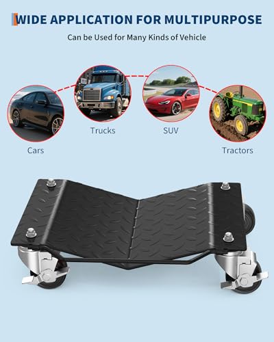 DEXSO Car Dolly Set of 4 Heavy Duty 6000 Lbs Steel Wheel Dollies Black - color: Black