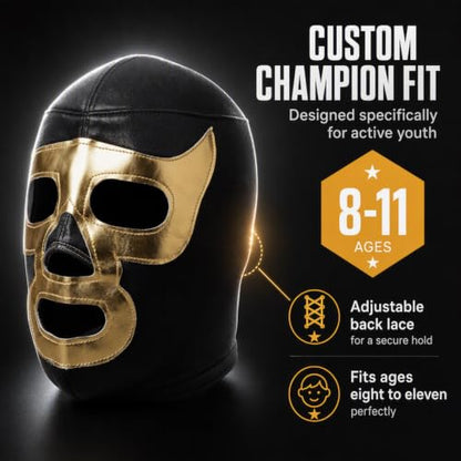 Make It Count (Pick your) Youth Kids Children Lucha Libre Luchador Wrestling Mask (Kids - Fit) - style: Gold Demon
