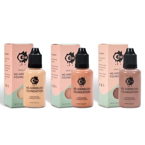 OPHIR Air Brush Foundation Set, 3 Deep Shades for Stage Makeup - color: Deep-3 Colors