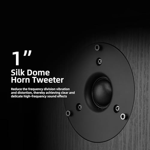 Elimavi Floor Standing Tower Speakers Pair, Dual 6.5" Woofers, 120W, Black | 1" silk dome tweeter, passive hi-fi speakers, home theater use, MDF enclosure, deep bass response, for music & movies - color: Black