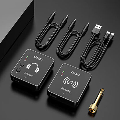 LEKATO Wireless in Ear Monitor System 2.4GHz, Stereo in-Ear Monitoring with Transmitter Receiver Clip-On, One to Many, Auto-Pairing, Wireless IEM for Band Rehearsal,Studio, Church,Small Gigs(MS-1) - color: Black