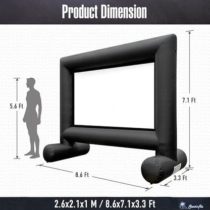 12Ft Outdoor Inflatable Movie Projector Screen with Built-in Fan Supports Front and Rear Projection, Blow Up Movie Screen for Party, Easy to Set Up - size: 12Ft