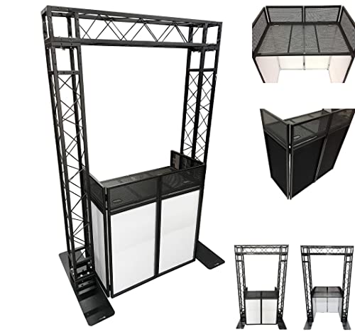 Black Arch Truss Combo Kit 7.6 ft. Height 5 ft. Width+DJ Facade W/40"x20" table Heavy-Duty Truss and B/W DJ Facade All-In-One Combo Kit