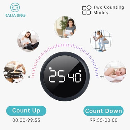 Stell Gray Quick Que Kitchen Timers, Visual timers Large LED Display Magnetic Countdown Countup Timer for Classroom Cooking Fitness Baking Studying Teaching, Easy for Kids and Seniors (Steel Gray) - color: Steel Gray