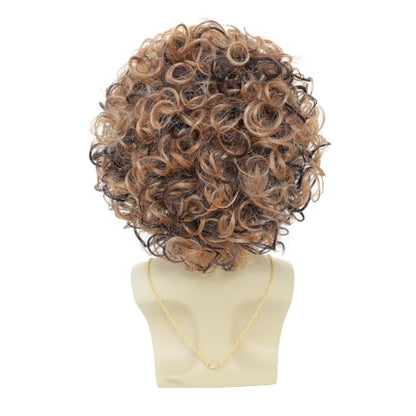 ByouByou 70s 80s Retro Disco Men Afro Wig Set, Pre-Styled Fluffy Curly Synthetic Wig with Accessories, Halloween Cosplay Costume Kit (Blonde Mixed Brown) - color: Blonde Mixed Brown
