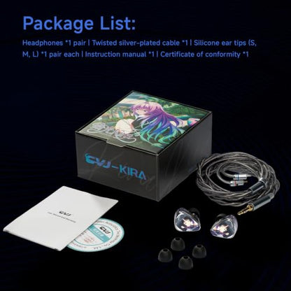 CVJ Kira Aureus in Ear Monitor Headphone,Wired Earbuds IEM 1DD HiFi Earbud | Single Driver, 0.78mm 2-pin 4.4mm Jack, Clear Sound & Deep Bass,Detachable 4.1ft Cable for Singer Musicians DJ(no Mic) - color: Kira Aureus, style: 4.4mm