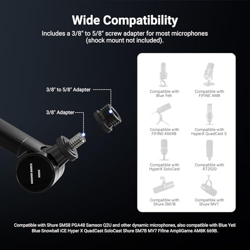 NEEWER BASICS Microphone Boom Arm, 31" Flexible Mic Desk Stand Mount, Compatible with Blue Yeti FIFINE AM8 K669B HyperX QuadCast S SoloCast AT2020 Shure SM7B MV7 for Gaming Streaming Recording, MS050 - style: MS050