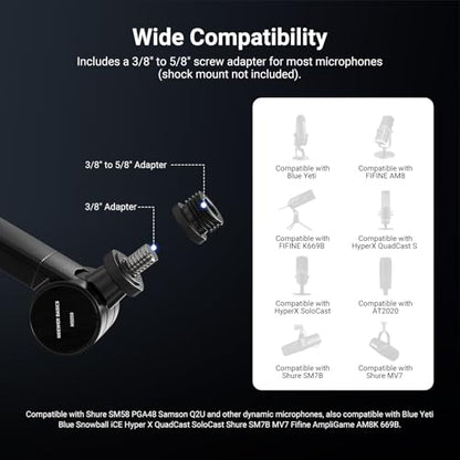 NEEWER BASICS Microphone Boom Arm, 31" Flexible Mic Desk Stand Mount, Compatible with Blue Yeti FIFINE AM8 K669B HyperX QuadCast S SoloCast AT2020 Shure SM7B MV7 for Gaming Streaming Recording, MS050 - style: MS050