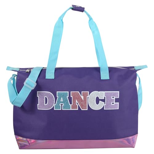 Garment Dance Shoulder Bags for Girls, Teen Dancers, Costumes, Boys | Holographic Glitter Dance Bag for Kids - color: Dance Purple & Pink