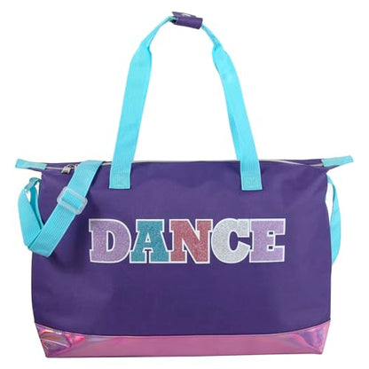 Garment Dance Shoulder Bags for Girls, Teen Dancers, Costumes, Boys | Holographic Glitter Dance Bag for Kids - color: Dance Purple & Pink