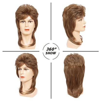 Mullet Wigs for Men,Joe Dirt,80s Costumes Fancy Party Cosplay Wig,Halloween Man x (Strawberry Blonde) - color: 1-Strawberry Blonde