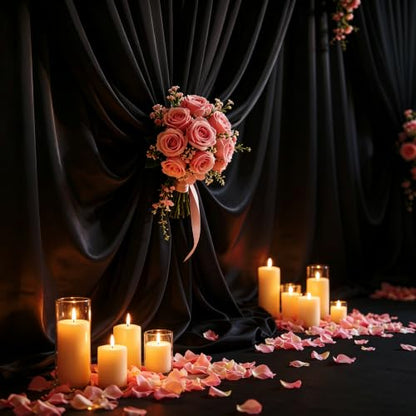 10x10ft Black Backdrop Curtain Drapes Wedding Party Photo Background | 2 Panels Wrinkle Free Black Polyester Backdrop Drapes Curtain for Birthday Bridal Baby Shower Graduation Photoshoot - color: Black, size: 5ft(W) x 10ft(H), 2 panels