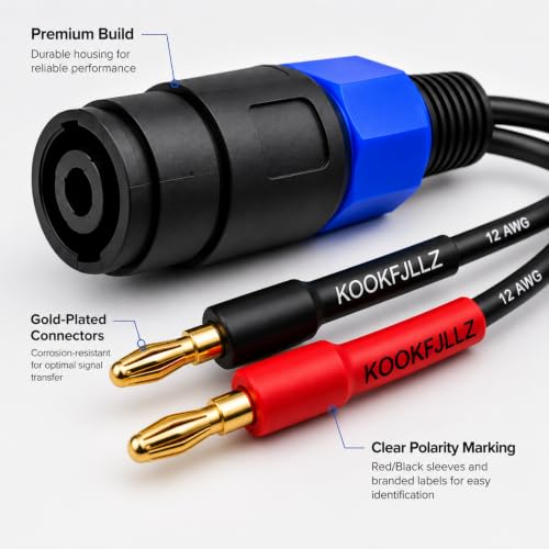Speaker Cable Adapter, Banana Plug to Speakon Female Cable, 6 Inch 12AWG OFC Speaker Adapter Cable Male to Female for Amplifier PA System Stage Monitor Home Theater Live Sound (2-Pack)