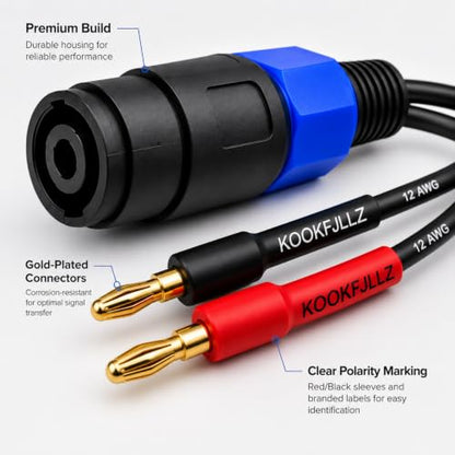 Speaker Cable Adapter, Banana Plug to Speakon Female Cable, 6 Inch 12AWG OFC Speaker Adapter Cable Male to Female for Amplifier PA System Stage Monitor Home Theater Live Sound (2-Pack)