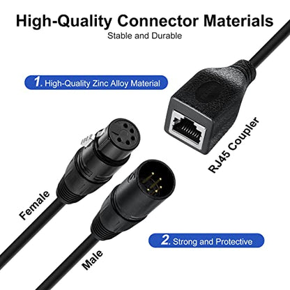 5 Pin XLR to RJ45 Cable - RJ45 to 5 Pin XLR Male/Female Cable 3 ft, 1 Pair - style: 5 Pin XLR to RJ45
