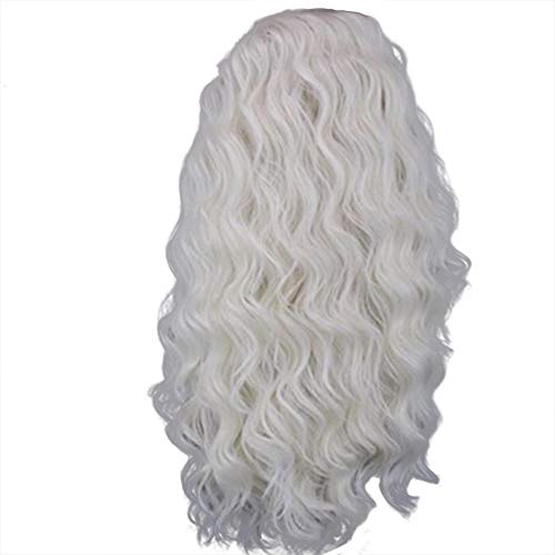 RONGDUOYI RDY #60 Platinum Blonde Wavy Lace Front Wigs for Women 24inches Blonde Long Body Wave Synthetic Hair Wig Natural Looking Soft Swiss Lace Wig - color: Platinum Blonde-#60