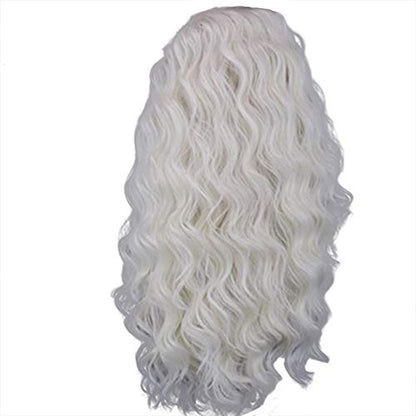 RONGDUOYI RDY #60 Platinum Blonde Wavy Lace Front Wigs for Women 24inches Blonde Long Body Wave Synthetic Hair Wig Natural Looking Soft Swiss Lace Wig - color: Platinum Blonde-#60