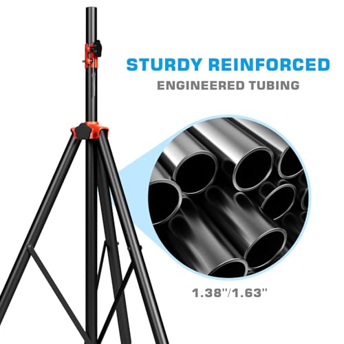 NBVOICE Speaker Stands Heavy Duty - Adjustable Height 50.5'' to 83.5'', Speaker Tripod Stand with Non-Slip Rubber Feet,144lbs Load Capacity for Stage/DJ/Party, Fits 1.38"&1.63" Speaker Poles (1-Pack)