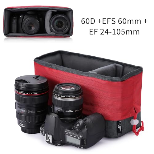 Koolertron Waterproof DSLR Camera Bag with Removable Insert, Adjustable Compartments, Fits in Camera Bags - Protective Case for DSLR/SLR Cameras & Accessories - color: Gray Green+Red