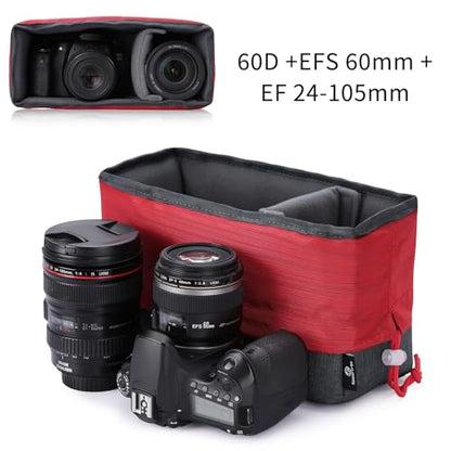 Koolertron Waterproof DSLR Camera Bag with Removable Insert, Adjustable Compartments, Fits in Camera Bags - Protective Case for DSLR/SLR Cameras & Accessories - color: Gray Green+Red
