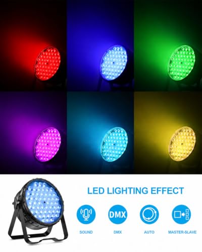 Betopper LPC015 54x3W RGB LED Par Light, DMX & Sound Activated, 1 Pack | Auto/Sound/DMX512/Master/RDM,Lighting range 5M,optical angle 26°,rich color effects,for Wedding,Church,Party,Club,Concert