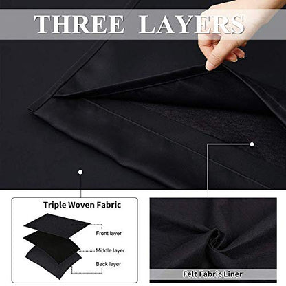 NICETOWN Sound Barrier 100% Black Out Room Divider Curtains 95", Noise, Cold & Heat Cutting Down Back Tab Drapes with Felt Fabric Lining for Ambient Sounds, Nursery, Daytime Sleep(2 PCs, 52" Wide) - color: Black Back Tab, size: 52"W x 95"L (Pack of 2)