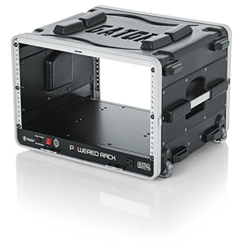 Gator Cases Lightweight Molded 4U Rack Case with Built-in Power Supply,Retractable Tow Handle,19.25" depth, 6U (GRR-6PL-US) - size: 6U Rack Space - Powered