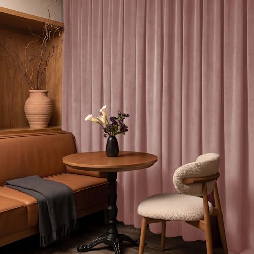 RYB HOME Baby Pink Velvet Curtains 84 inches Long for Girls Bedroom - color: Baby Pink, size: 52"W x 84"L (Pack of 2)