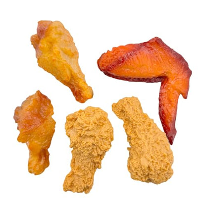 5 Pcs Simulated Chicken Legs Wings Fake Food Model Lifelike Fake Fried Chicken Kitchen Home Party Decoration Display Photography Props (Chicken Leg and Wings) - color: Chicken Leg and Wings