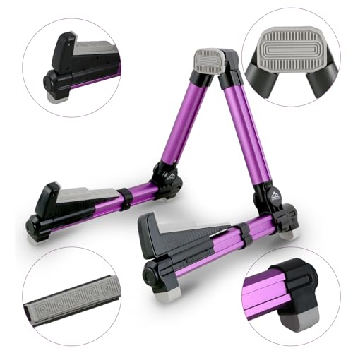 EASTROCK Portable Tripod A Frame Aluminium Music Stand,Purple | Folding Guitar Stand,for Acoustic Electric Guitars, Bass, Violin, Ukulele, Banjo - color: purple