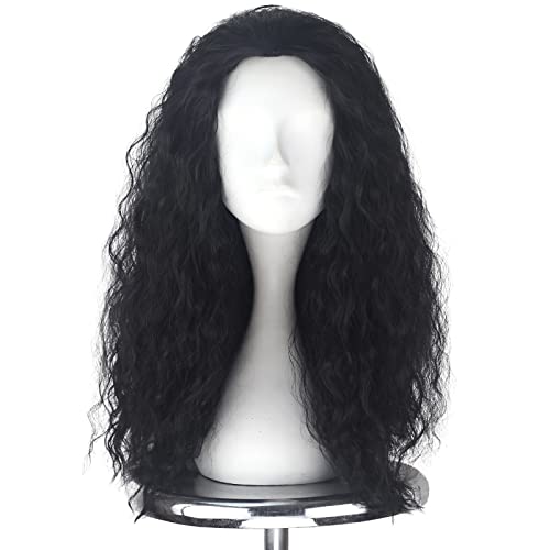 iCos Long Curly Fluffy Black Witch Hair Wig for Halloween Costume - color: Jet black