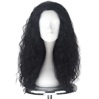 iCos Long Curly Fluffy Black Witch Hair Wig for Halloween Costume - color: Jet black