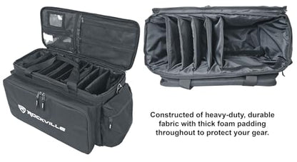 Rockville UT-BAG10 DJ Utility/Cable Bag, 10 Compartments, Padded Straps, Water-Resistant, Lockable Zippers, Perfect for DJs, Events, Gear & Cables