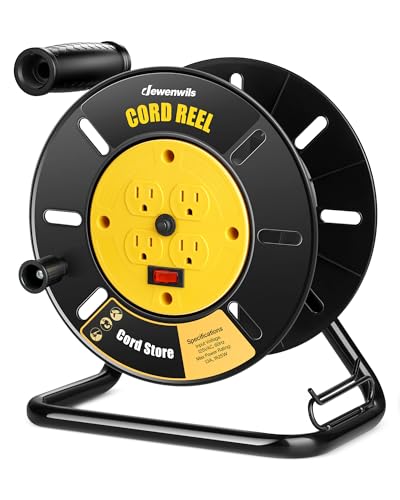DEWENWILS Extension Cord Storage Reel, Hand Wind Retractable Open Cord Reel