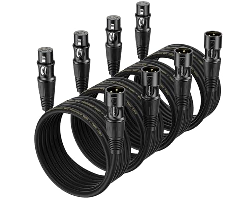 XLR Cables 3 Ft 4 Packs - Male to Female Microphone Cable Mic Cable - size: 3 Feet-4 Pack
