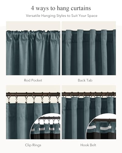 StangH Dark Slate Blue Velvet Curtains for Living Room, W52xL108, 2 Panels - color: Dark Slate, size: 52"W x 108"L (Pack of 2)