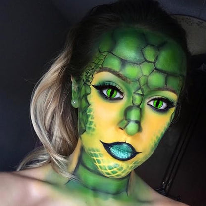 SUNNYVALE Halloween Wicked Witch Green Face Body Paint Stick Cream, Dark Green Eye Black Football for Sport Accessories, Hypoallergenic Grease Foundation Cosplay Hulk Camo Hunting Painting Makeup - color: Green