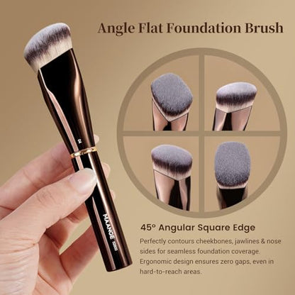 MAANGE Makeup Brushes 16Pcs Professional Foundation Powder Blush Contour Eyeshadows Double-End Makeup Brushes Set with Bag and Gift Box-CoffeeBrown - color: CoffeeBrown