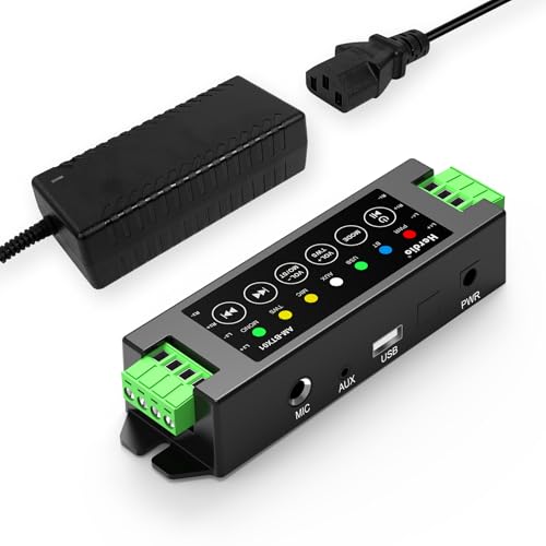 Herdio 4-Channel Amplifier Bluetooth 5.0 Amp Receiver 200W Power Output with 19V3A AC-DC Power Supply Wall Mounting,USB/MIC/AUX/TWS,for Home/Garage/Ceiling/Passive Speakers (40W Each Channel)