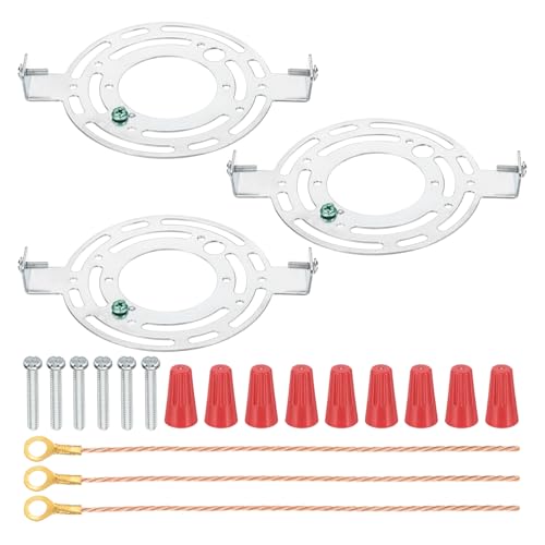 PATIKIL 135mm (5.3") Universal Light Fixture Mounting Bracket Kit, 3 Set Light Crossbar Round Ceiling Plate with Bare Copper Ground Wire for Wall Light Ceiling Lighting Pendant Chandelier - size: 135mm (5.3")