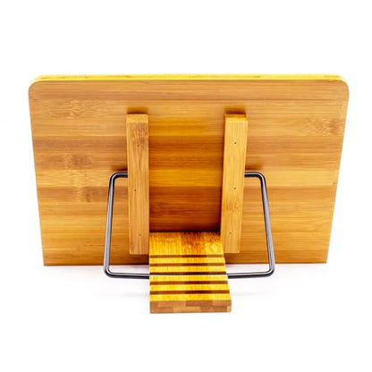 (15.4 x 11 Inch) Large Book Stand for Reading Hands Free,Recipe Book Holder | Cookbook Holder for Kitchen Counter,Textbook Stands for Heavy Thick Books,Bamboo Holders for Bible,Tablet,Law School,Drawing - size: 15.4 x 11 Inches