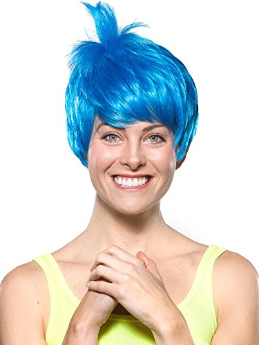 Joy Inside Out Costume Wig Blue Cropped Pixie Hair Cut Riley Happy Emotion - style: Joy