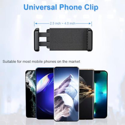 Mic Stand Phone Holder Mount Adjustable Phone Holder for Mic Microphone Music Stand [Dual Ballhead 360°Swivel] iPhone Mic Stand Holder for iPhone 15 14 13 12 Pro Max Samsung Galaxy, Any Smartphones - style: One Pack